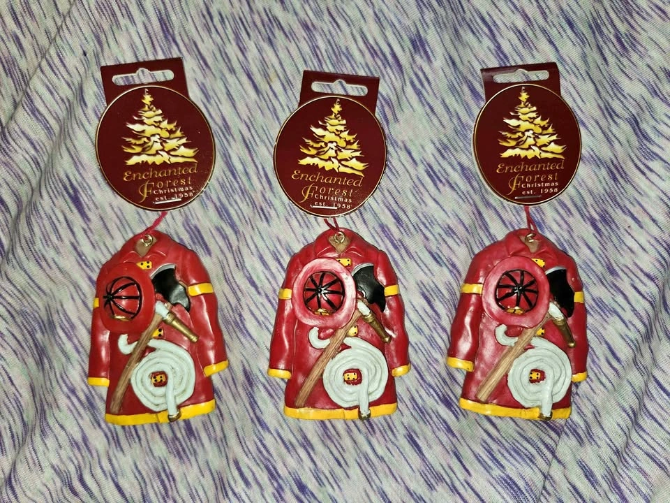 Enchanted Forest Christmas Firefighter Ornaments