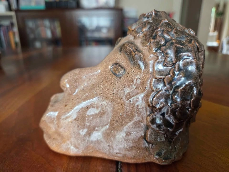 Freestanding Head Sculpture With Hand Engraved Initials On Base - photo 5