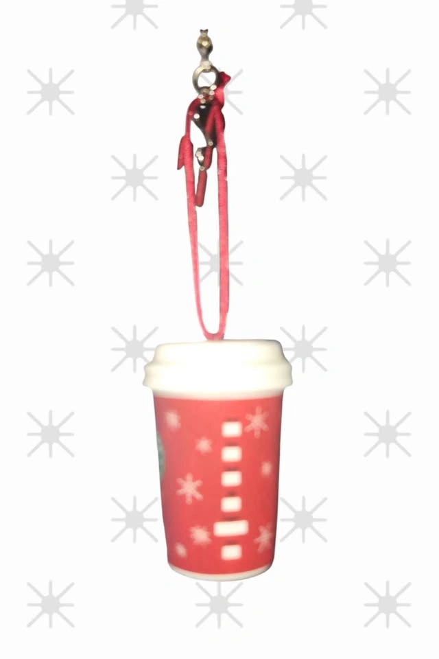 2004 Starbucks Red Snowflake Coffee Cup Holiday Ornament - photo 2