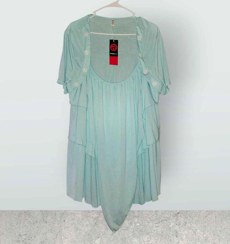 3X ROSEGAL Aqua Tunic Top