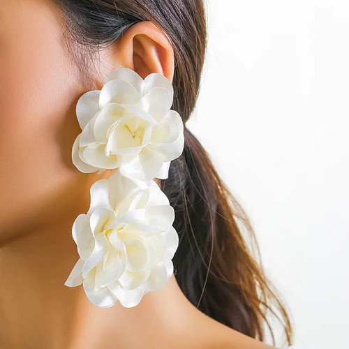 Ailodo Exaggerated Big Flower Earrings For Women Romantic Party