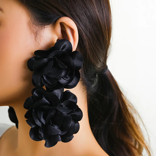 Ailodo Exaggerated Big Flower Earrings For Women Romantic Party - photo 2