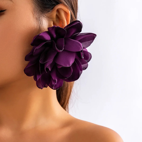 Ailodo Exaggerated Big Flower Earrings For Women Romantic Party - photo 3