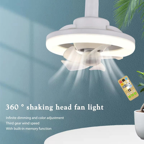 360 Rotating 48W Ceiling Fan E27 With LED Light & Remote