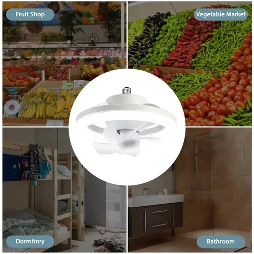 360 Rotating 48W Ceiling Fan E27 With LED Light & Remote - photo 2
