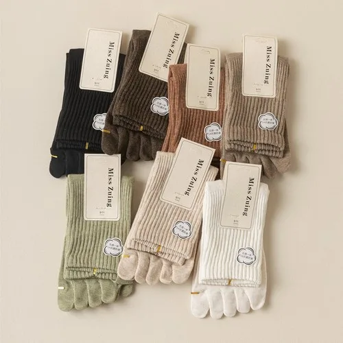 5 Pairs/lot Women Five Fingers Socks 100% Cotton - photo 2