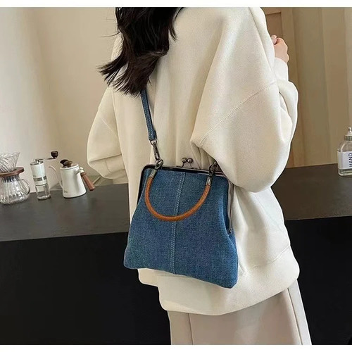 Small Handmade Denim Splicing Crossbody Handbag - photo 2