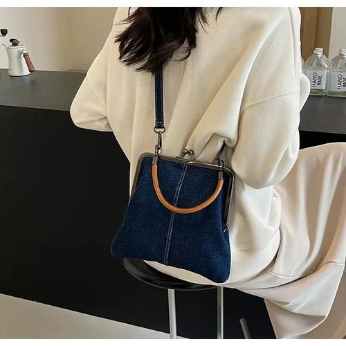 Small Handmade Denim Splicing Crossbody Handbag - photo 3