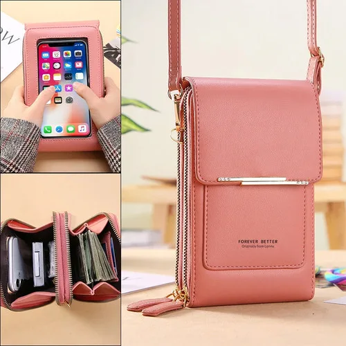 Ladies Touch Screen Mobile Phone Bag Vertical Crossbody