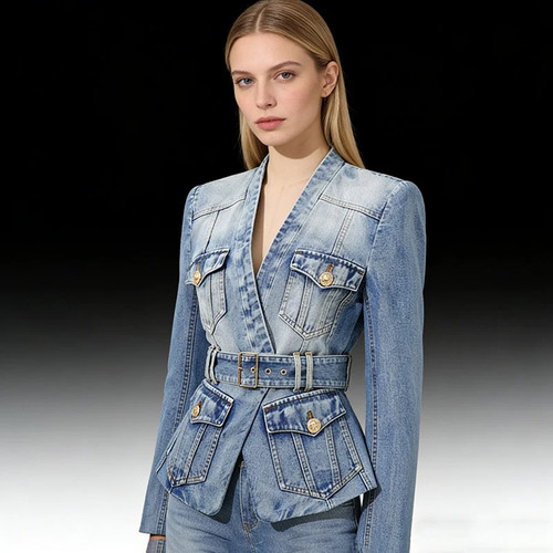 Slim fit denim jacket - photo 2
