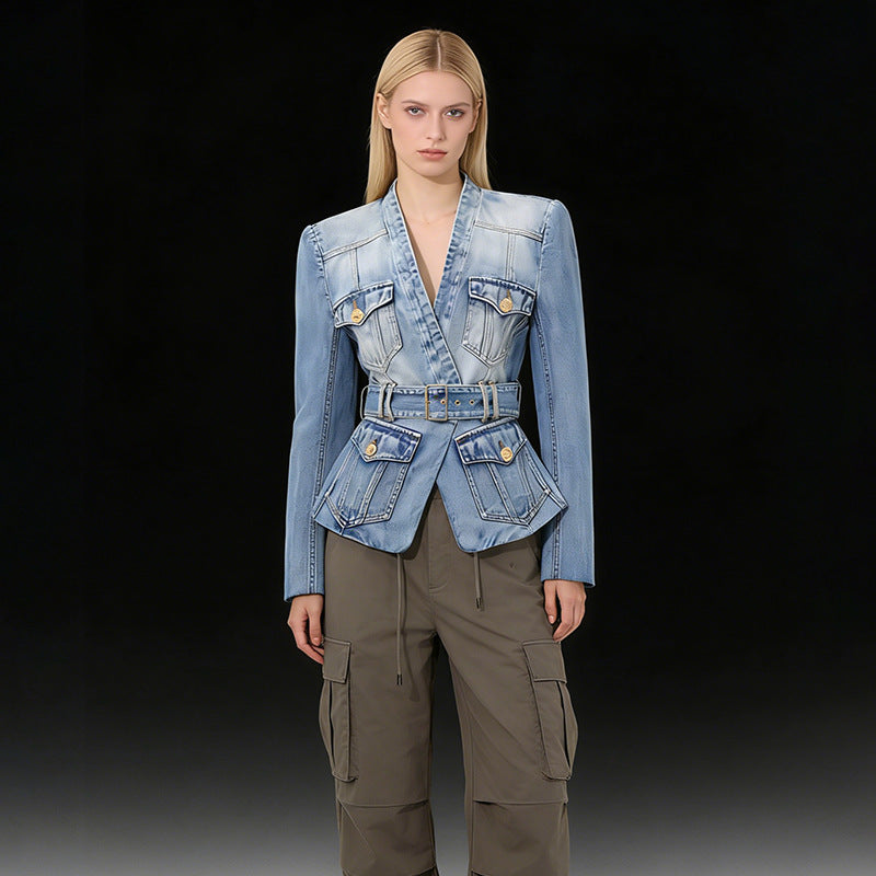 Slim fit denim jacket - photo 5