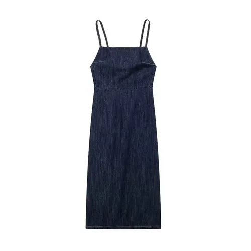 Women's street fashion denim camisole dress - photo 2