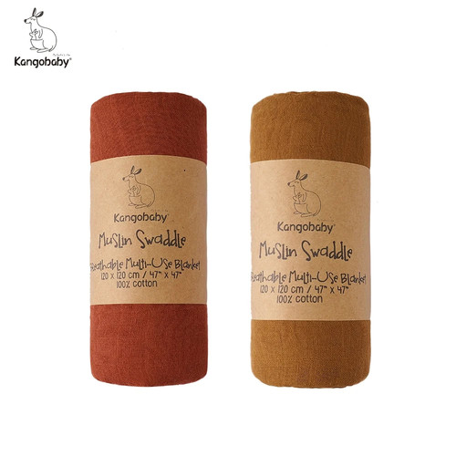 Kangobaby 100% Cotton 2pcs Baby Muslin Swaddle Blanket