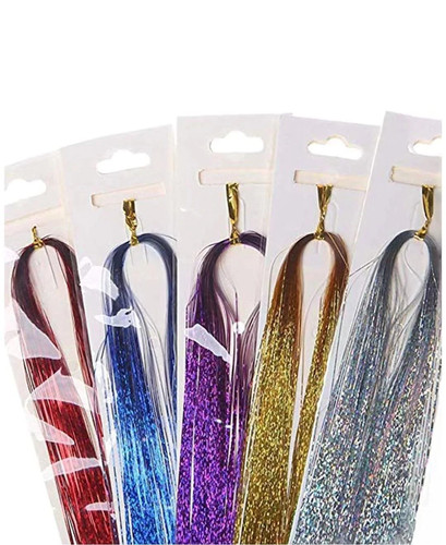 100cm Silk Stripe Colorful Gold Hair Extension Laser Silk Wig - photo 2