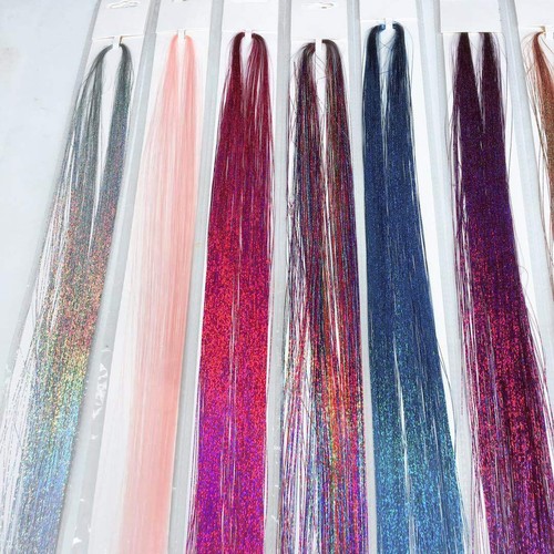 100cm Silk Stripe Colorful Gold Hair Extension Laser Silk Wig - photo 4