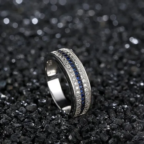 925 Sterling Silver Ring with Round Sapphire Zircon