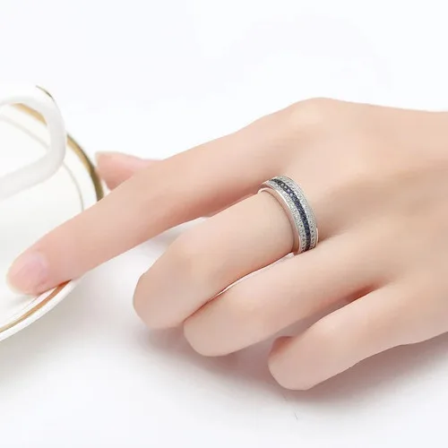 925 Sterling Silver Ring with Round Sapphire Zircon - photo 4