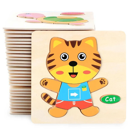 3D Puzzle Wooden Toys For Children Cartoon Animal Vehicle