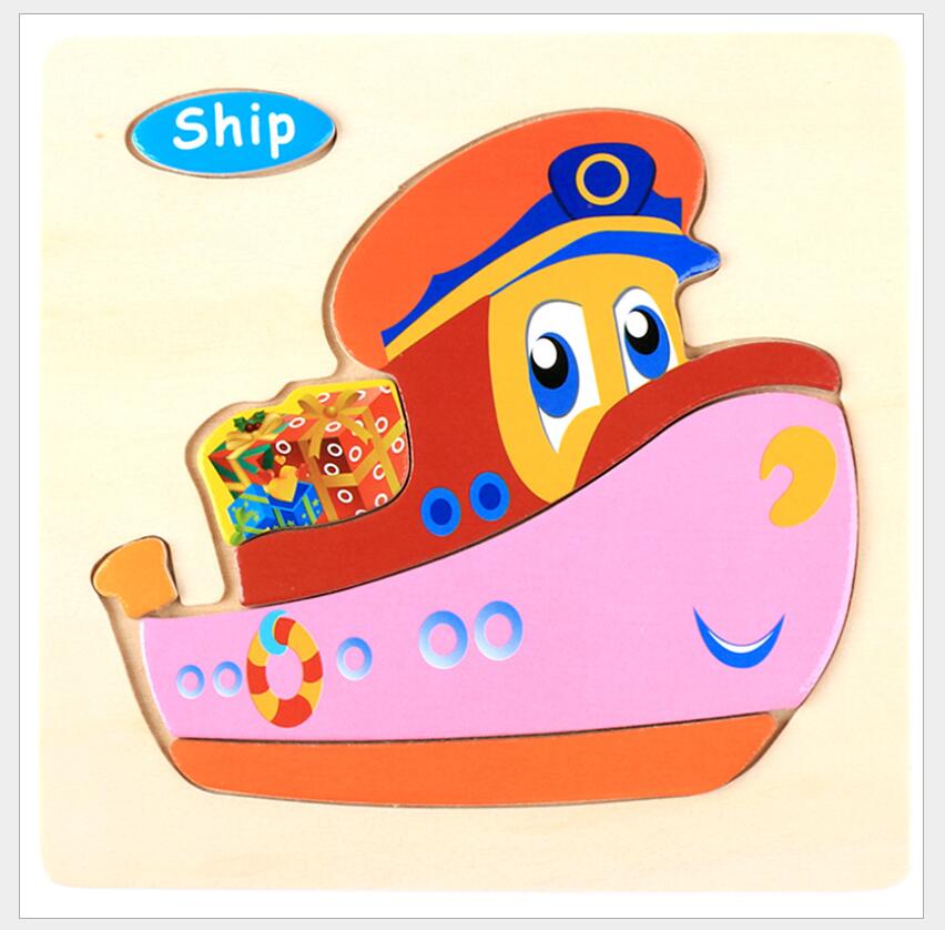 3D Puzzle Wooden Toys For Children Cartoon Animal Vehicle - photo 5