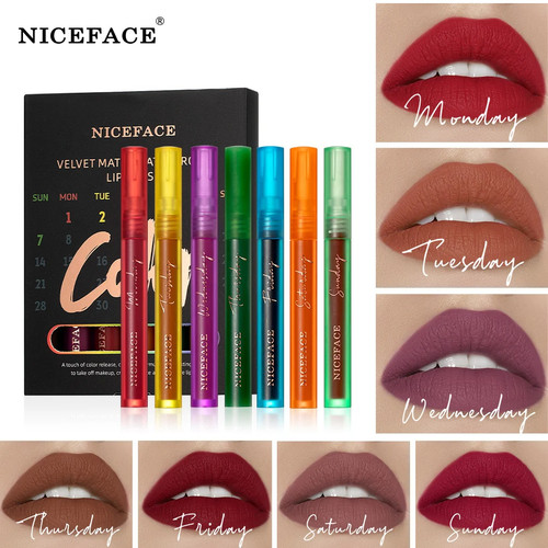 Niceface Weekly Lip Gloss 7 Sticks Velvet Matte Set