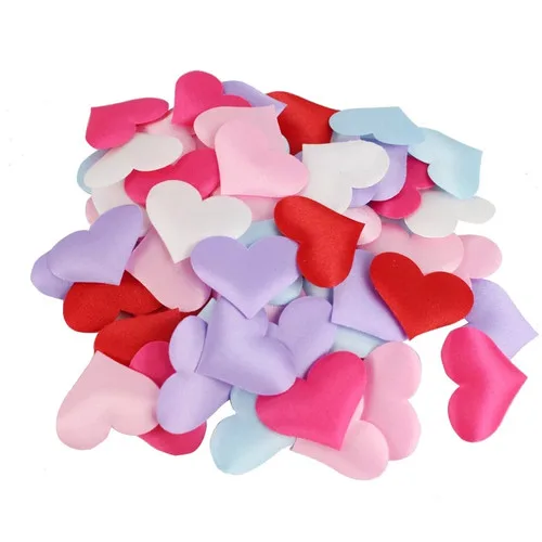 50Pcs 32mm Romantic Sponge Satin Fabric Heart Petals - photo 3