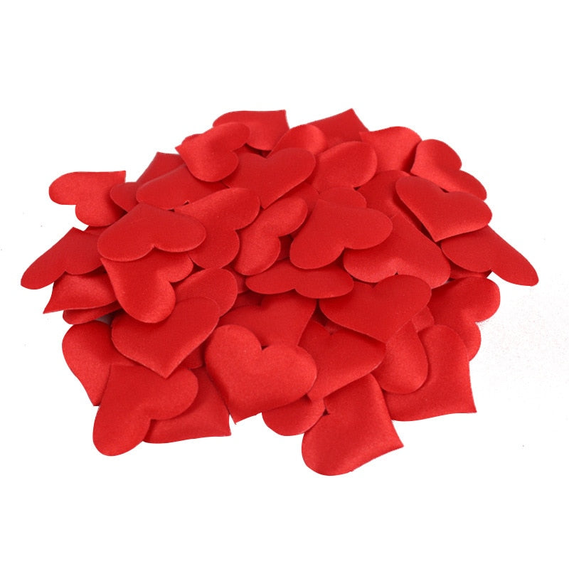 50Pcs 32mm Romantic Sponge Satin Fabric Heart Petals - photo 4