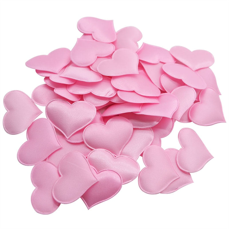 50Pcs 32mm Romantic Sponge Satin Fabric Heart Petals - photo 5