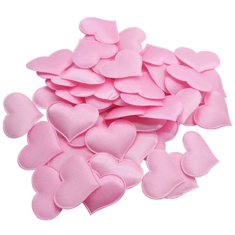 50Pcs 32mm Romantic Sponge Satin Fabric Heart Petals - photo 5