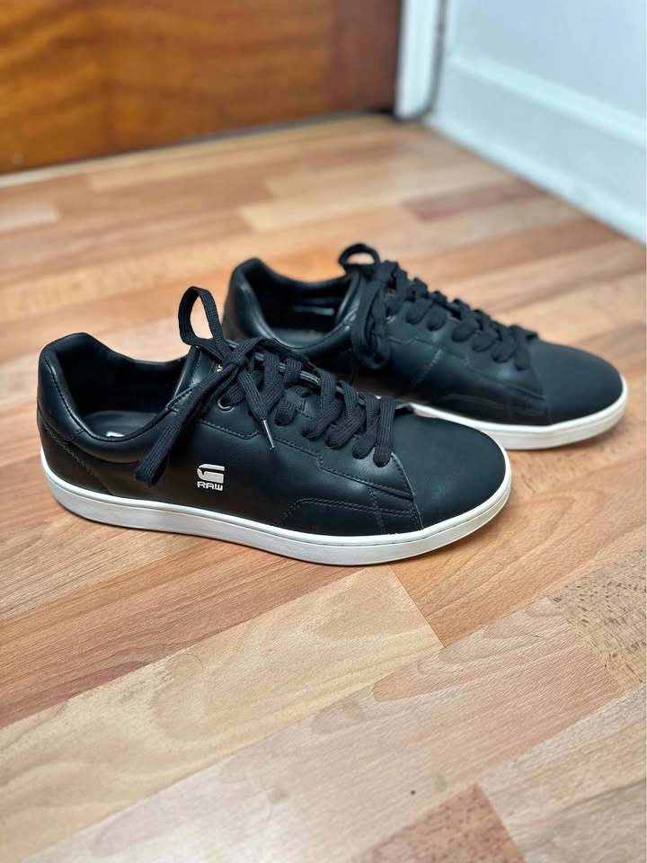 G-Star RAW Men’s Black Leather Low-Top Sneakers - US 12
