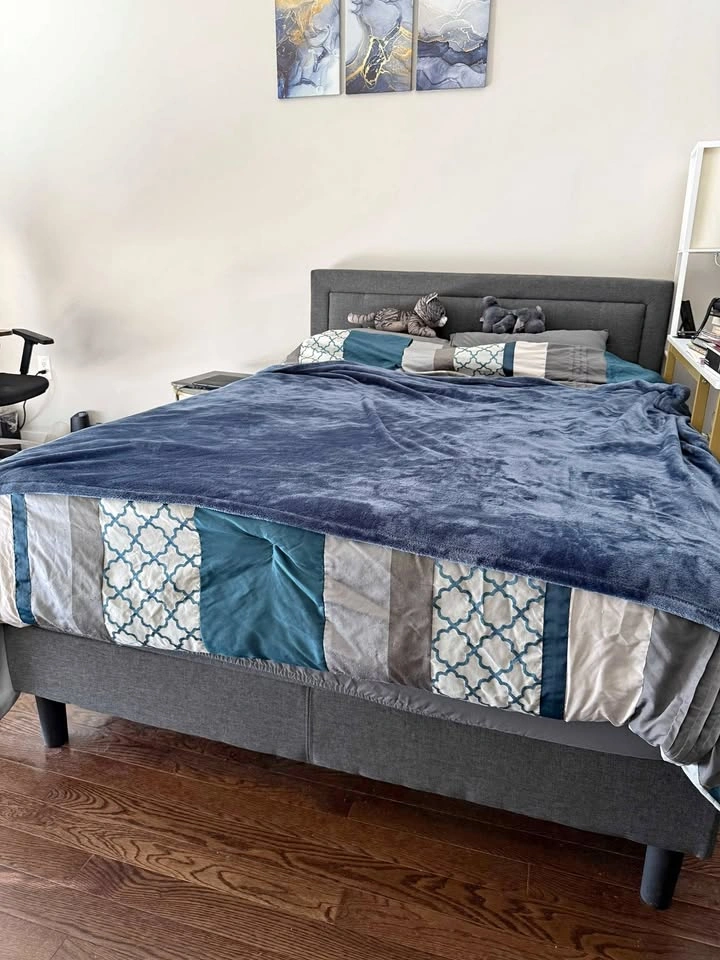 Zinus Dachelle Upholstered Platform Bed Frame - Queen, Dark Grey
