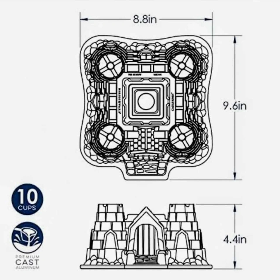 Nordic Ware PROCAST CASTLE BUNDT PAN Cast Aluminum Graphite - photo 3