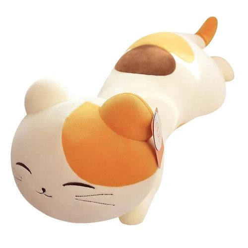 Cartoon Crouching Cat Plush Toy Strip Pillow Sofa Cushion