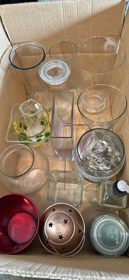 Assorted Glass Vases and Decorative Containers - $10