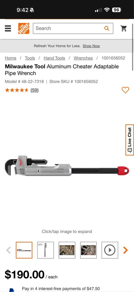 Milwaukee Tool Aluminum Cheater Adaptable Pipe Wrench - photo 3