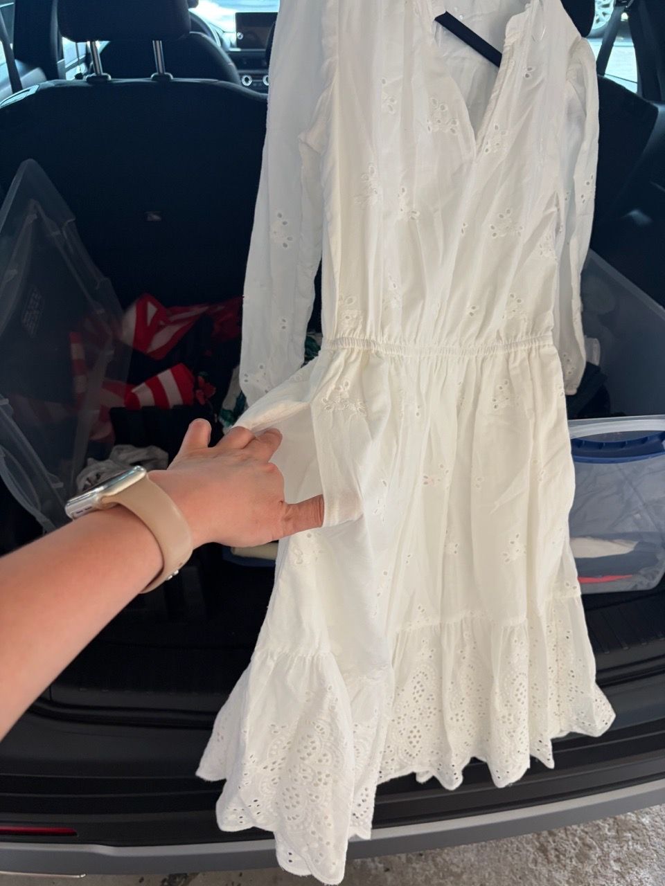 NWOT/White Eyelet Midi Dress Long Sleeve - photo 2