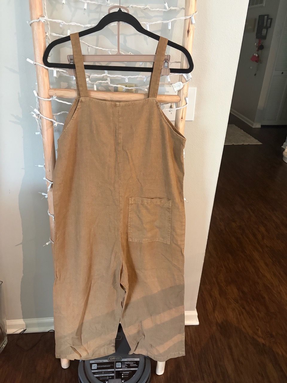 Tan Wide-Leg Overalls with Front Pockets - photo 3