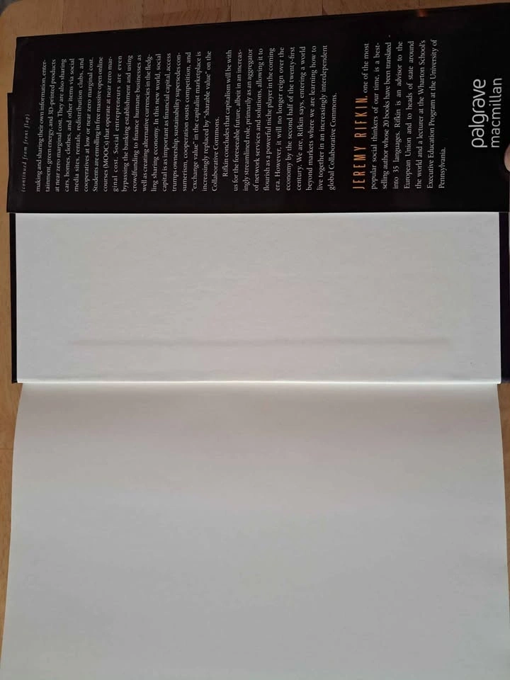 Signed Jeremy Rifkin First Ed. Hardcover - The Zero Marginal Cos - photo 5