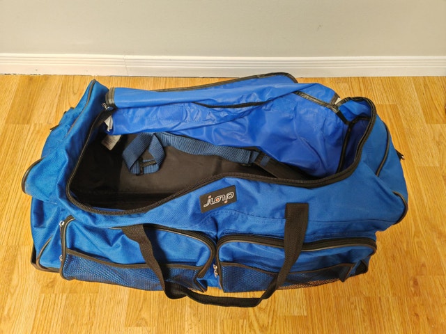 Large Blue Rolling Duffel Storage Bag with Wheels
