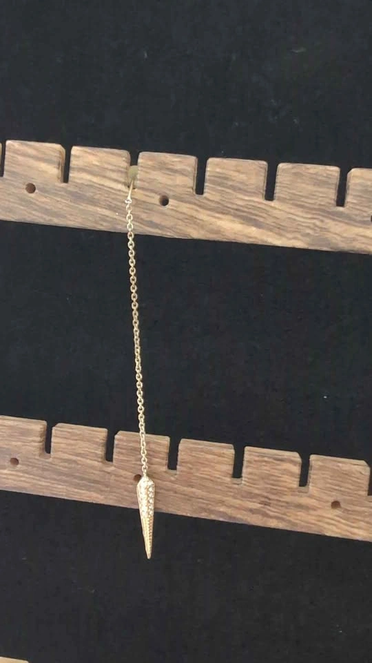 Gold Spike Chain Earring with Crystals. Single. - photo 2