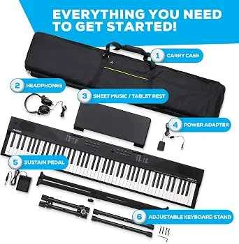 One Open Box Alesis Recital Play 88-Key Piano Keyboard Bundle - photo 2