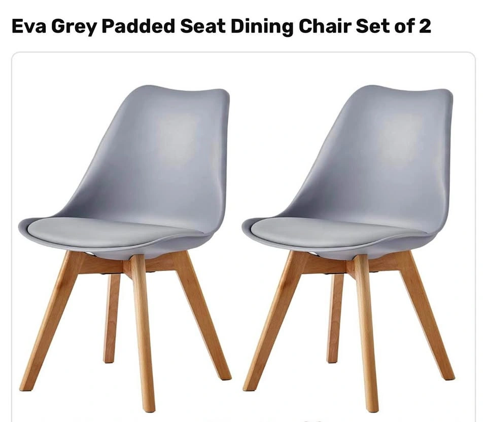 Grey Padded Seat Dining Chair Set of 2