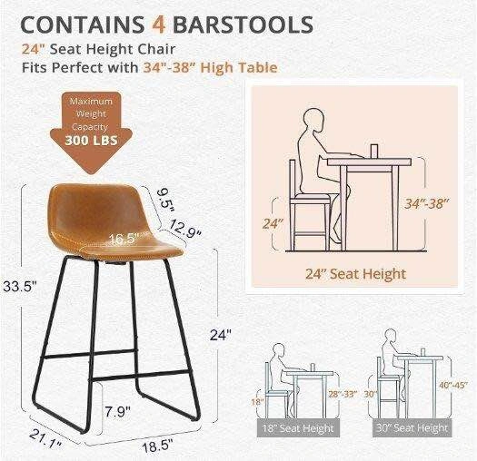4 Faux Leather Barstools - photo 3