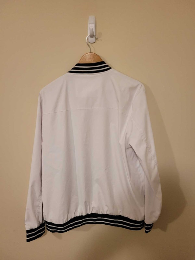 New Women's Outdoor Jacket White Bomber with Black Trim Size L - photo 2