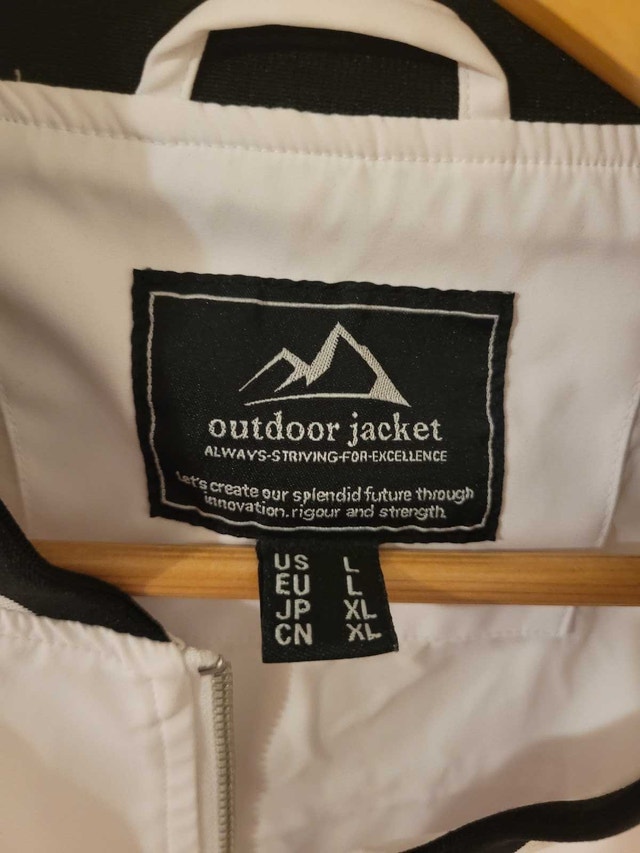 New Women's Outdoor Jacket White Bomber with Black Trim Size L - photo 3