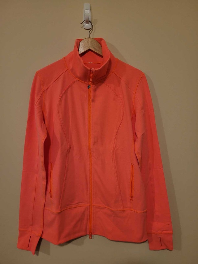 New Women’s Lululemon Nice Asana Coral Pink Zip-Up Jacket Size L