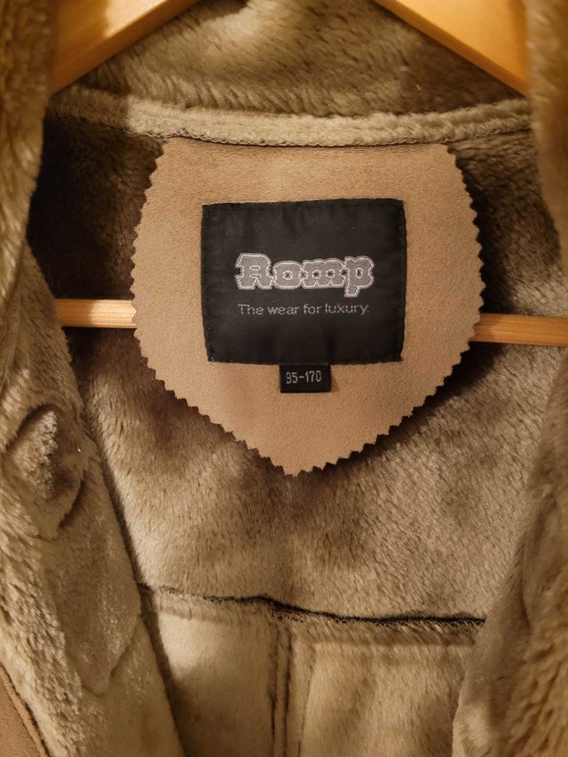 Men's Romp Tan Hooded Duffle Coat Faux Fur Collar Size Large - photo 4