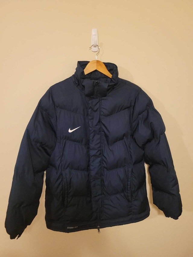 Vintage Men's Nike Storm-Fit Navy Blue Puffer Jacket Size Large - photo 3