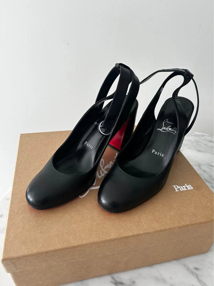Christian Louboutin Miss Sab Sling 85 — Black Leather Pumps, Siz - photo 2