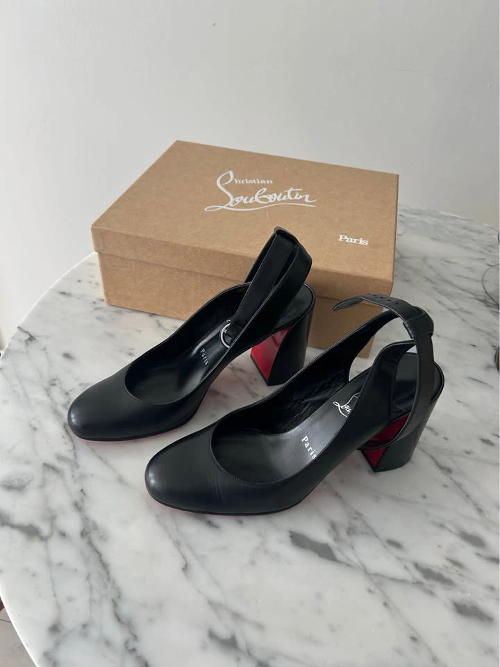 Christian Louboutin Miss Sab Sling 85 — Black Leather Pumps, Siz - photo 3