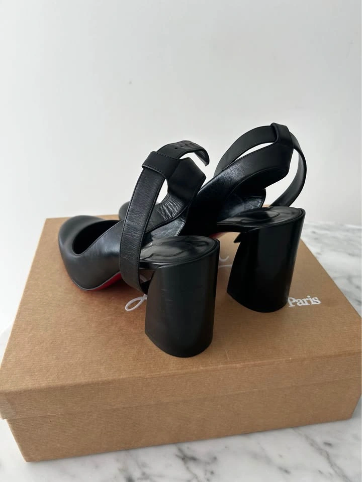 Christian Louboutin Miss Sab Sling 85 — Black Leather Pumps, Siz - photo 4